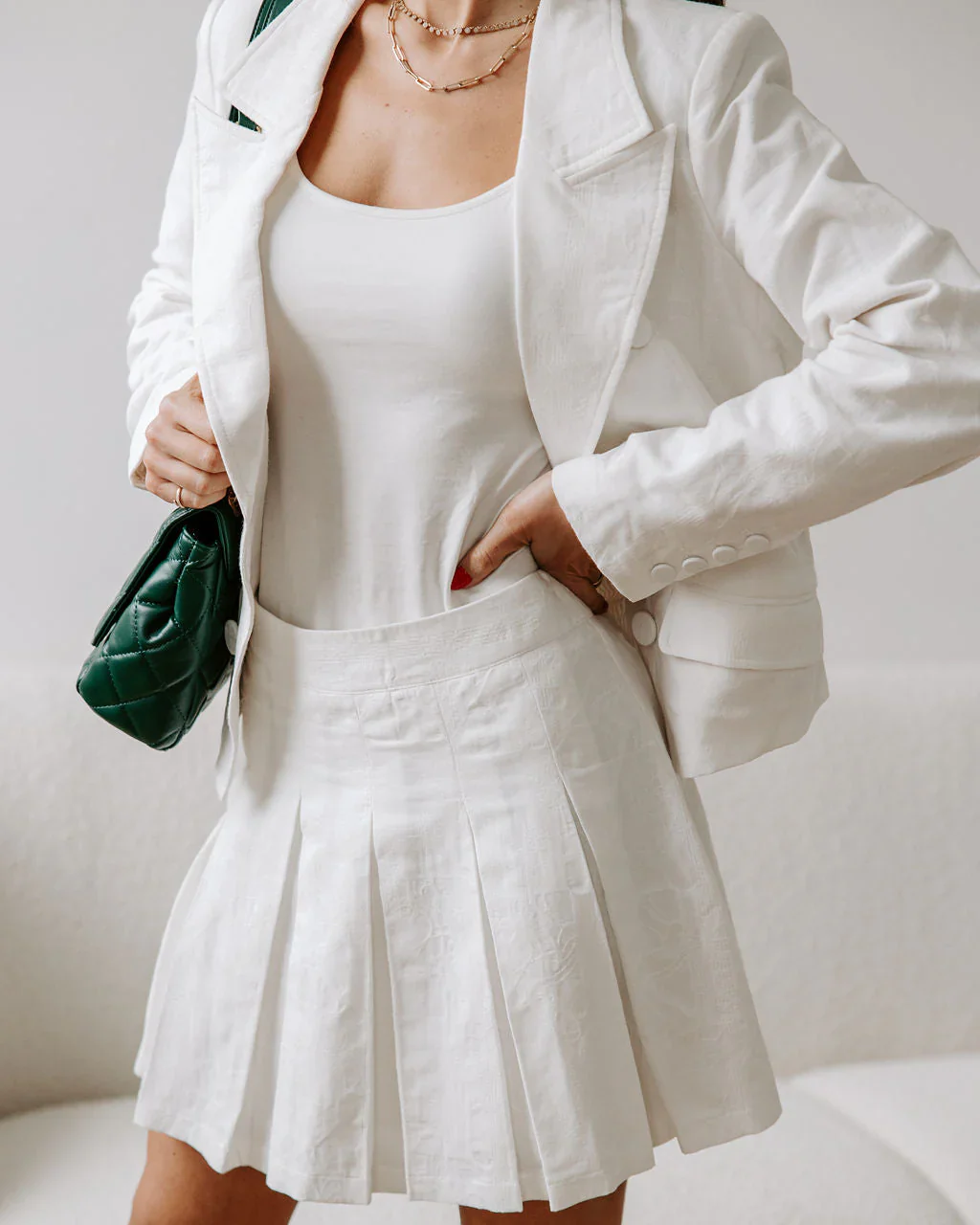 Peace Of Mind Pleated Embossed Mini Skirt
