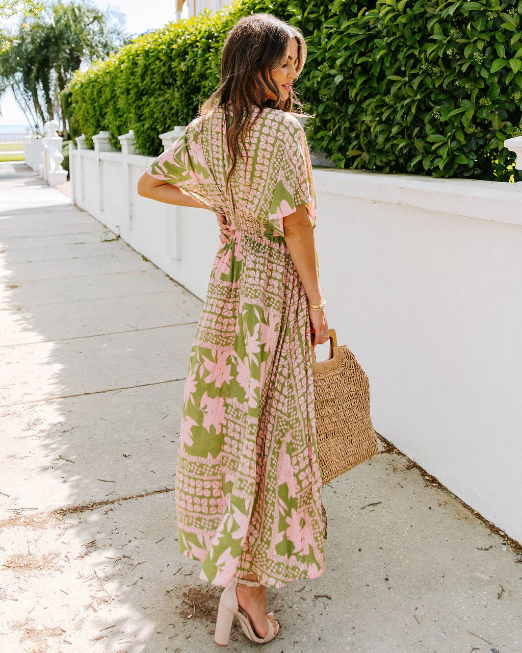 A World To See Floral Slit Midi Dress