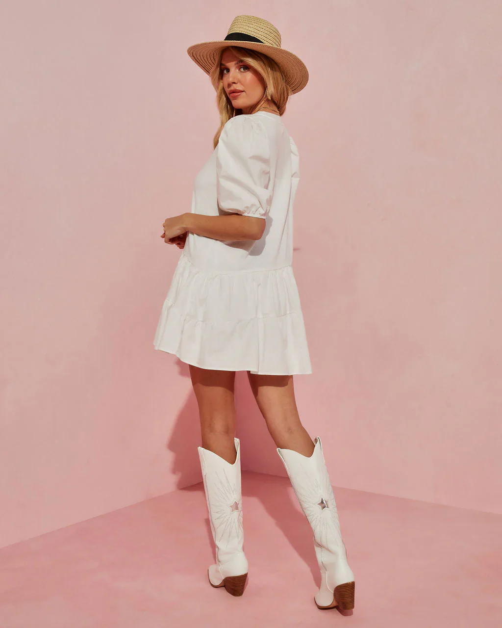Lucca Cotton Puff Sleeve Mini Dress