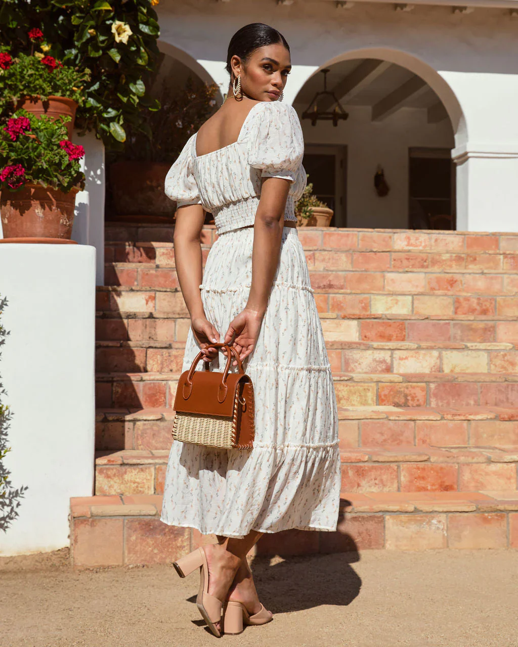 Sweet Life Floral Tiered Midi Skirt