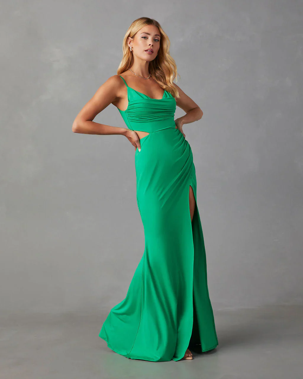 Alecia Ribbed Knit Slit Maxi Dress